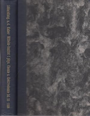 Imagen del vendedor de Abhandlungen aus dem Kaiser Wilhelm-Institut fr Physikalische Chemie und Elektrochemie. XXV. (25.) Band 1938, enthaltend die Abhandlungen 55 bis 99. a la venta por Antiquariat Carl Wegner