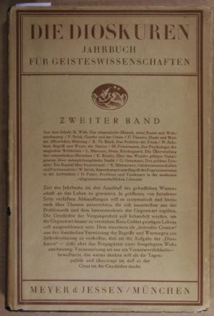 Imagen del vendedor de Die Dioskuren. Jahrbuch fr Geisteswissenschaften, Zweiter Band. a la venta por Steven Wolfe Books