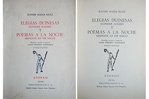 Seller image for Elegas Duinesas. [Junto con:] Poemas a la noche. Estudios, versin y notas de Jaime Ferreiro Alemparte. for sale by Hesperia Libros