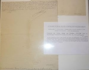 Brief m. eigenhändiger Unterschrift Potsdam, 8.X.1785. 4to, 1/4 S. auf Doppelbl.