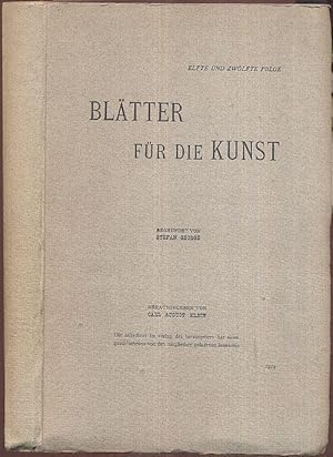 Seller image for Bltter fr die Kunst. Elfte und zwlfte Folge, 1919. for sale by Antiquariat Dwal