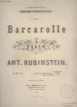 Seller image for BARCAROLLE - POUR PIANO - OP.30 N1. for sale by Le-Livre
