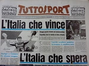 "TUTTOSPORT Lunedì 27 Maggio 1996 L'ITALIA CHE VINCE:BIAGI QUARTO AL MOTOMONDIALE, CIPOLLINI BIS ...