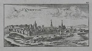 St. Quentin. Kupferstich v. Christoph Riegel. Nürnberg um 1690, 5,5 x 11 cm.