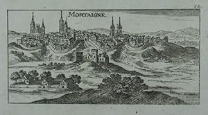 Mortaigne. Kupferstich v. Christoph Riegel. Nürnberg um 1690, 5,5 x 11 cm.