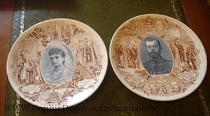 Fine pair of China Plates commemorating their visit to France in 1896 (1868-1918, Tsar of Russia ...