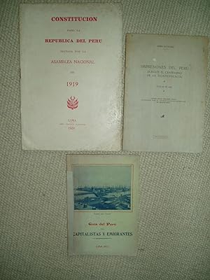 a collection of three pamphlets concerning Peru, ca. 1903-1922
