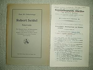 Bild des Verkufers fr Zum 80. Geburtstage von Robert Seidel : Feierrede . zu Seidels 70. Geburtstag 1920 gehalten in der Kirche St. Jakob in Zrich zum Verkauf von Expatriate Bookshop of Denmark