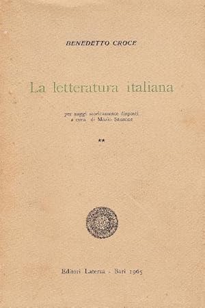 LA LETTERATURA ITALIANA. Per saggi storicamente disposti a cura di Mario Sansone. Vol.II: Il Seic...