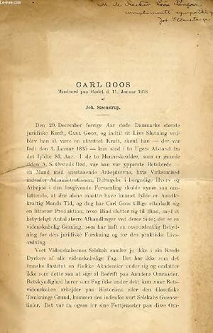 Bild des Verkufers fr CARL GOOS, MINDEORD PAA MDET D. 11. JANUAR 1918 zum Verkauf von Le-Livre