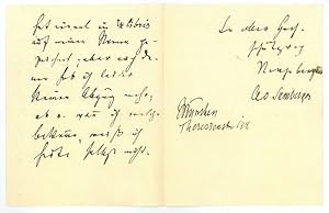 Imagen del vendedor de Eigenh. Brief mit U. a la venta por Antiquariat INLIBRIS Gilhofer Nfg. GmbH