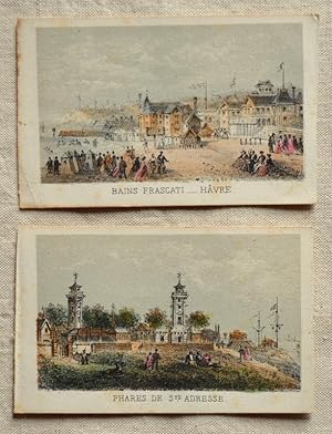 Bild des Verkufers fr 2 small coloured lithographs with views from Le Havre. zum Verkauf von Antiquariat Thomas Rezek