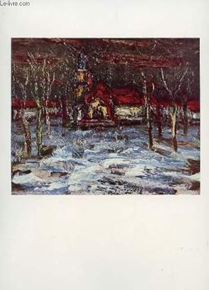 Seller image for UNE COPIE DE REPRODUCTION EN COULEURS / UN PAYSAGE ENNEIGE AVEC UNE EGLISE. for sale by Le-Livre