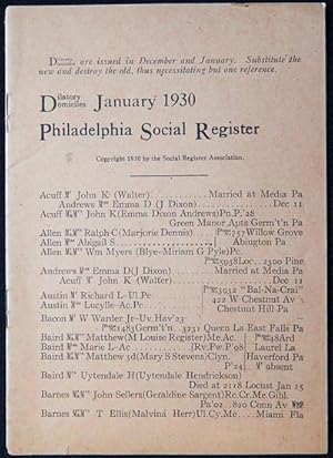 Bild des Verkufers fr Philadelphia Social Register: Dilatory Domiciles January 1930 zum Verkauf von Classic Books and Ephemera, IOBA