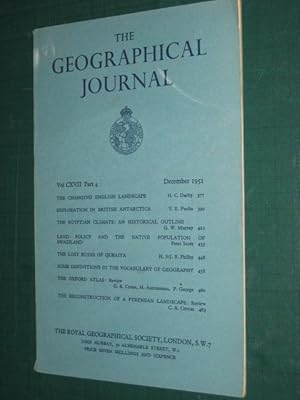 Bild des Verkufers fr THE GEOGRAPHICAL JOURNAL; VOLUME CXVII PART 4 DECEMBER 1951 zum Verkauf von Old Hall Bookshop, ABA ILAB PBFA BA