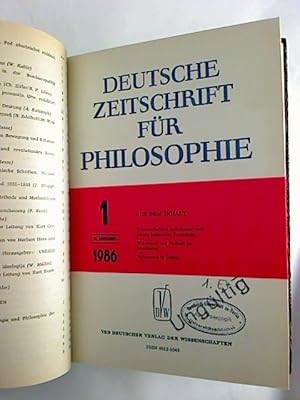 Deutsche Zeitschrift für Philosophie. 34. Jahrgang 1986, I. Hbd., Hefte 1-6.