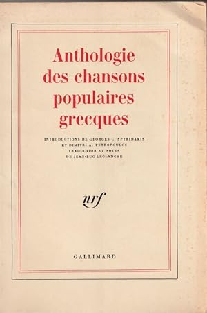 Bild des Verkufers fr Anthologie des Chansons Populaires Grecques. zum Verkauf von ARTLINK