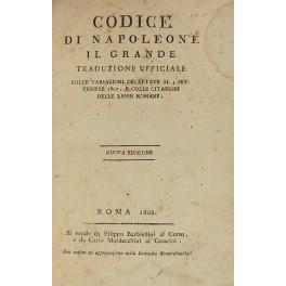 Bild des Verkufers fr Codice di Napoleone il Grande. Traduzione ufficiale colle variazioni decretate il 3 settembre 1807 e colle citazioni delle leggi romane zum Verkauf von Libreria Antiquaria Giulio Cesare di Daniele Corradi