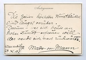 Seller image for Eigenh. Albumblatt mit U. ("Max. von Mann"). for sale by Antiquariat INLIBRIS Gilhofer Nfg. GmbH