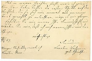 Bild des Verkufers fr Eigenh. Brief (Fragment) mit U. zum Verkauf von Antiquariat INLIBRIS Gilhofer Nfg. GmbH