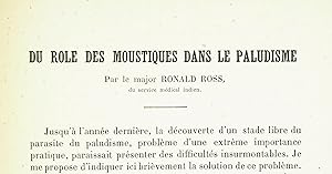 Du role des moustiques dans le paludisme. Extrait des Annales de L'Institut Pasteur.