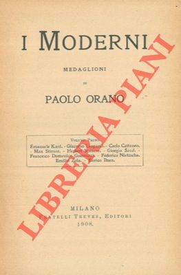 I Moderni Medaglioni. Volume Primo. Emanuele Kant. Giacomo Leopardi. Carlo Cattaneo. Max Stirner....