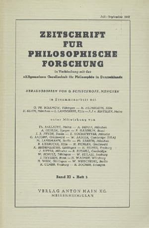 Zeitschrift für philosophische Forschung. Band XI, Heft 3: Juli-September.