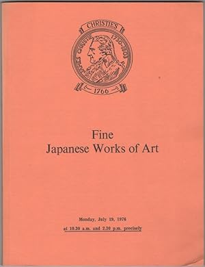 Bild des Verkufers fr Fine Japanese Works of Art. Japanese Ceramics, Ivory Carvings, Netsuke, Inro, Lacquer, Bronzes, Cloisonne Enamels, Swords, Sword-fittings, Armours, Prints and Paintings. From the properties of . Winnafreda, Countess of Portarlington. Elizabeth White. July 19, 1976 zum Verkauf von Kaaterskill Books, ABAA/ILAB