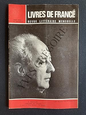 LIVRES DE FRANCE (revue littéraire mensuelle)-NOVEMBRE 1966