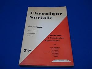Chronique sociale de France . Actualités et Constantes Algériennes
