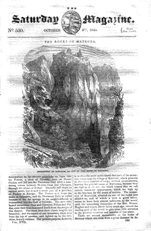 The Saturday Magazine No 530, ROCKs of METEORA, BARLAAM,+ The SQUIRREL,1840