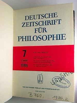 Deutsche Zeitschrift für Philosophie, 34. Jg. / 1986 T. II, Heft 7 - 12.(Halbj.Band)