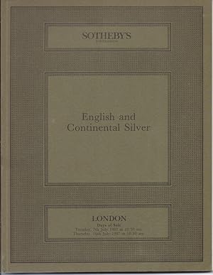Seller image for Catalogue of English and Continental Silver 7th and 16th July 1987 AUC-CAT for sale by Charles Lewis Best Booksellers