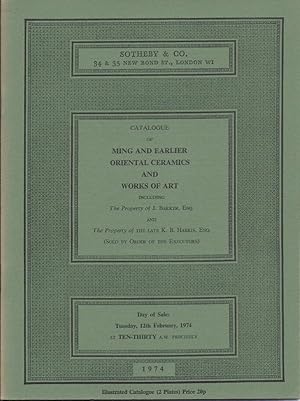 Seller image for Catalogue of Ming and Earlier Oriental Ceramics and Works of Art 12th February 1974 List of Prices Realized Included AUC-CAT for sale by Charles Lewis Best Booksellers