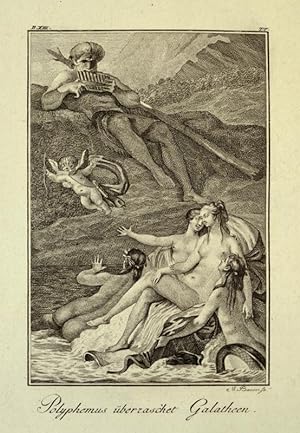 Seller image for Kupferstich von Bauer. Polyphemus berraschet Galatheen. for sale by Antiquariat Thomas Rezek