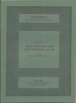 Seller image for Catalogue of Fine English and Continental Glass 29th September 1975 AUC-CAT ANTIQ GLAS for sale by Charles Lewis Best Booksellers