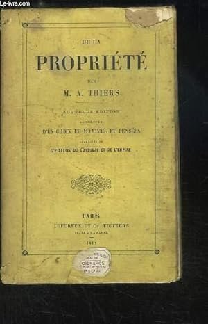 Bild des Verkufers fr De la Proprit zum Verkauf von Le-Livre