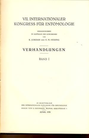 VII. Internationaler Kongress für Entomologie. 5 Bände. Bd. I-IV. Verhandlungen. Bd. V. Kongressb...