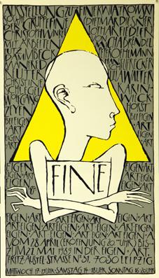 Plakat - Ausstellung zu Fine Kwiatowski sowie Gruppe Fine (Dietmar Diesner, Christoph Winkel, Lot...