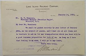 Typed Letter Signed on "Long Island Railroad Company" letterhead