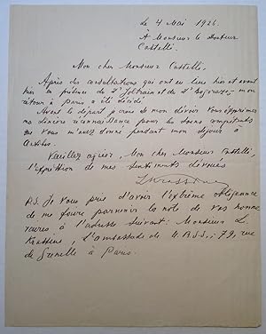 Autographed Letter Signed in French