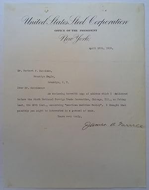 Typed Letter Signed on "United States Steel Corporation" letterhead