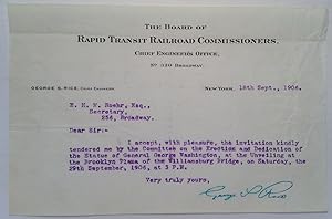 Typed Letter Signed on "Rapid Transit Railroad Commissioners" letterhead
