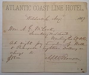 Autographed Note Signed on "Atlantic Coast Line Hotel" stationery