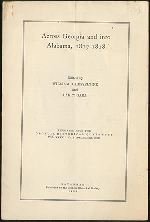 Bild des Verkufers fr Across Georgia and into Alabama, 1817-1818 zum Verkauf von Between the Covers-Rare Books, Inc. ABAA