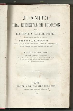 Seller image for JUANITO OBRA ELEMENTAL DE EDUCACION PARA LOS NIOS Y PARA EL PUEBLO. for sale by Librera El Pez Volador