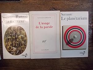 Image du vendeur pour Lot de 3 livres de Nathalie Sarraute L'usage de la parole - Le plantarium - Portrait d'un inconnu mis en vente par Des livres et vous