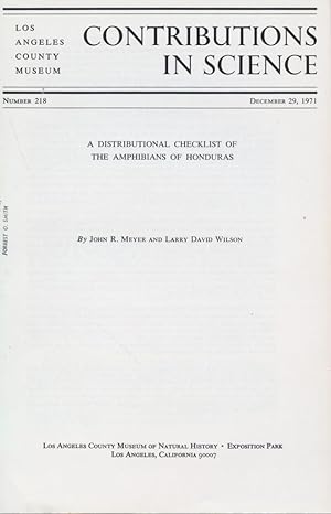 Bild des Verkufers fr A Distributional Checklist of the Amphibians of Honduras. zum Verkauf von Frank's Duplicate Books