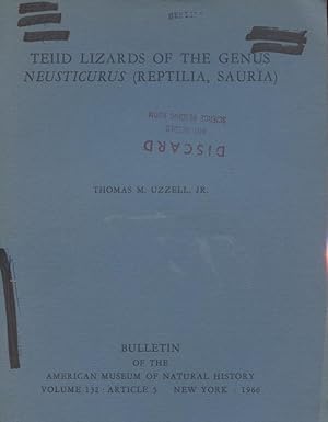 Teiid Lizards of the Genus Neusticurus (Reptilia, Sauria).