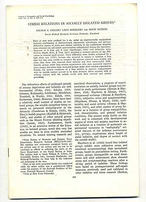 Imagen del vendedor de Stress Relations in Socially Isolated Groups a la venta por Between the Covers-Rare Books, Inc. ABAA